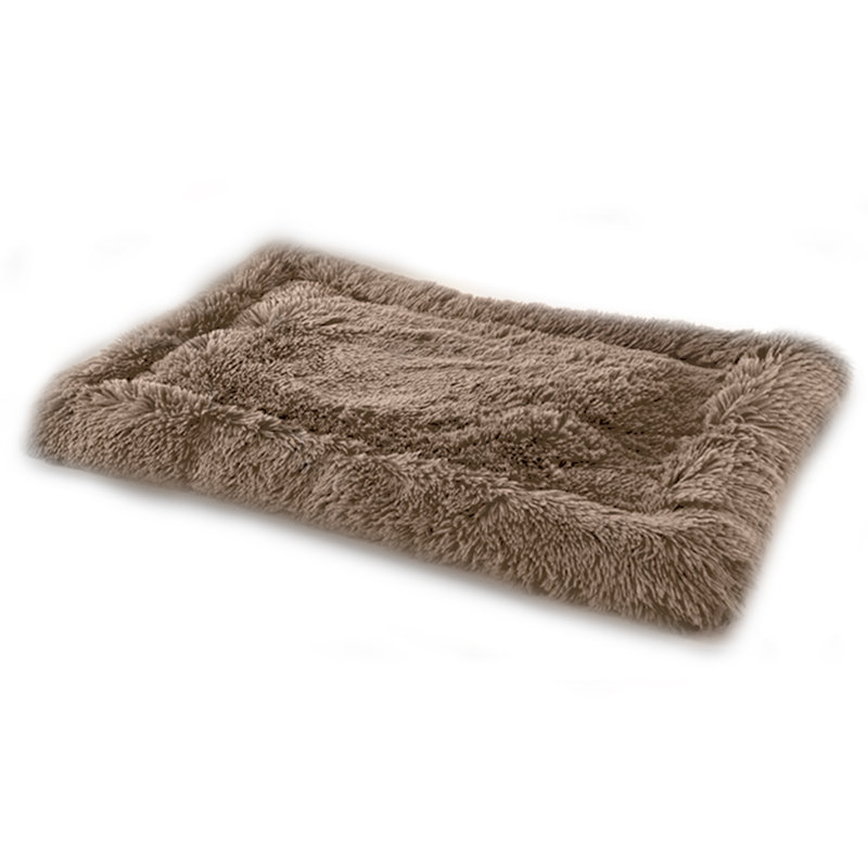 Tapis à bordure en fausse fourrure, Petit (l 18 po x P 26 po x H 2 po), Taupe