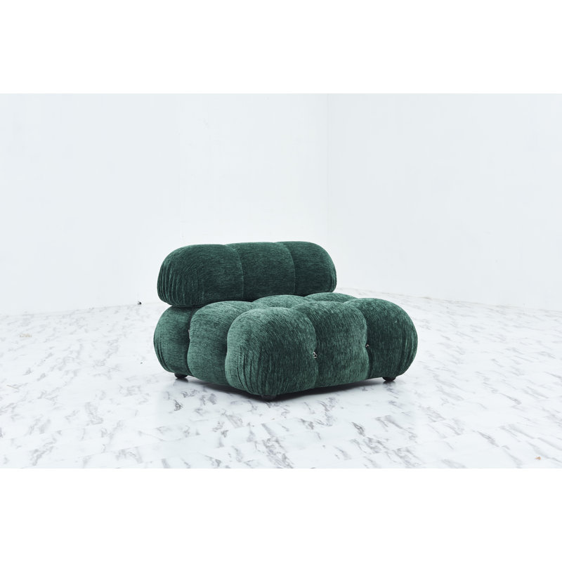 Green Geometric Metal Frame Upholstered Slipper Chair
