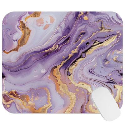 Abstract Lavender Amethyst Geode Crystals Marble I Modern Gaming Cute Office Laptop Desk Pad Gift Mat Square Rectangle Non-Slip Mousepad
