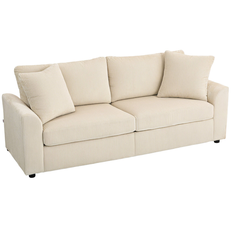 3 Seater Corduroy Sofa, Cream