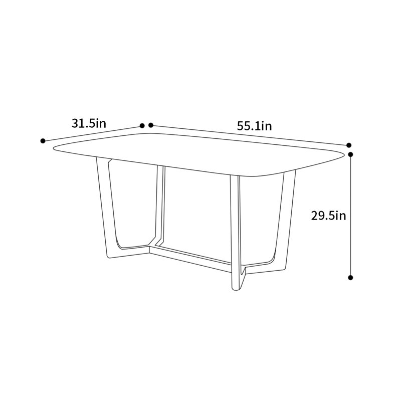 Table de salle à manger Modern, H 29,5 po x L 55,1 po x l 31,5 po