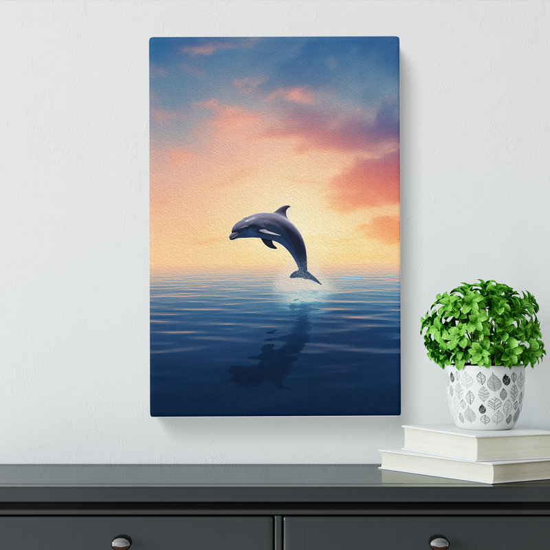 Dolphin Minimalism - Print, 50cm H x 35cm W x 3cm D