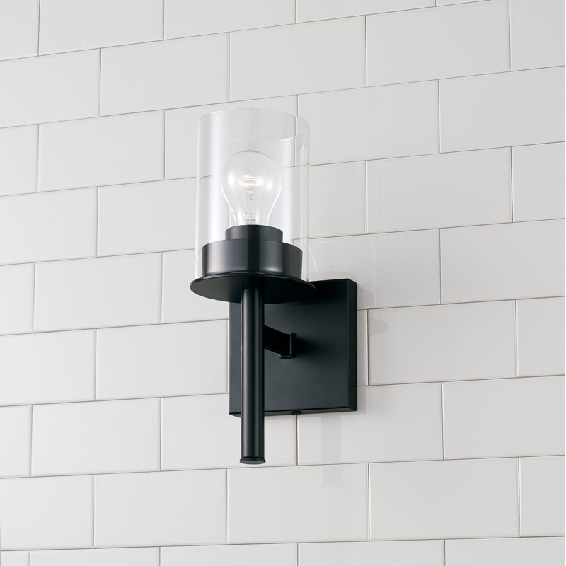 Mason Steel Armed Sconce, Matte Black