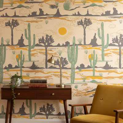 Papier peint désertique, cactus