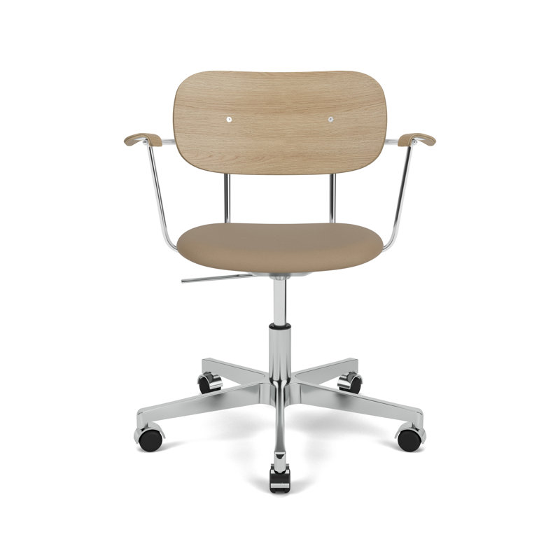 Co Swivel Task Chair, Natural Oak/Silver, Stone