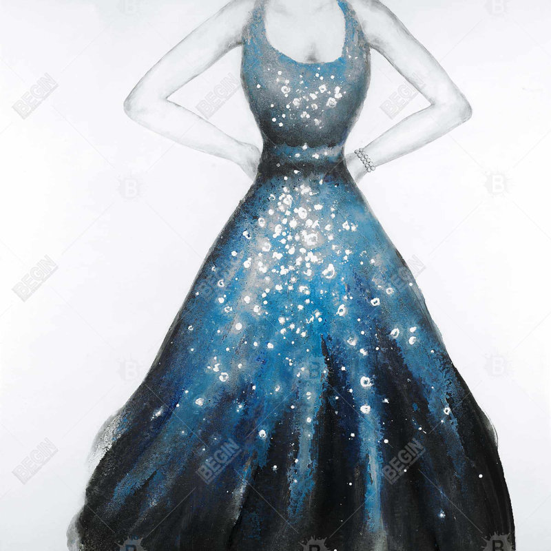 Toile habillée princesse bleue | Décoration murale de chambre à coucher, H 25,25 po x l 25,25 po