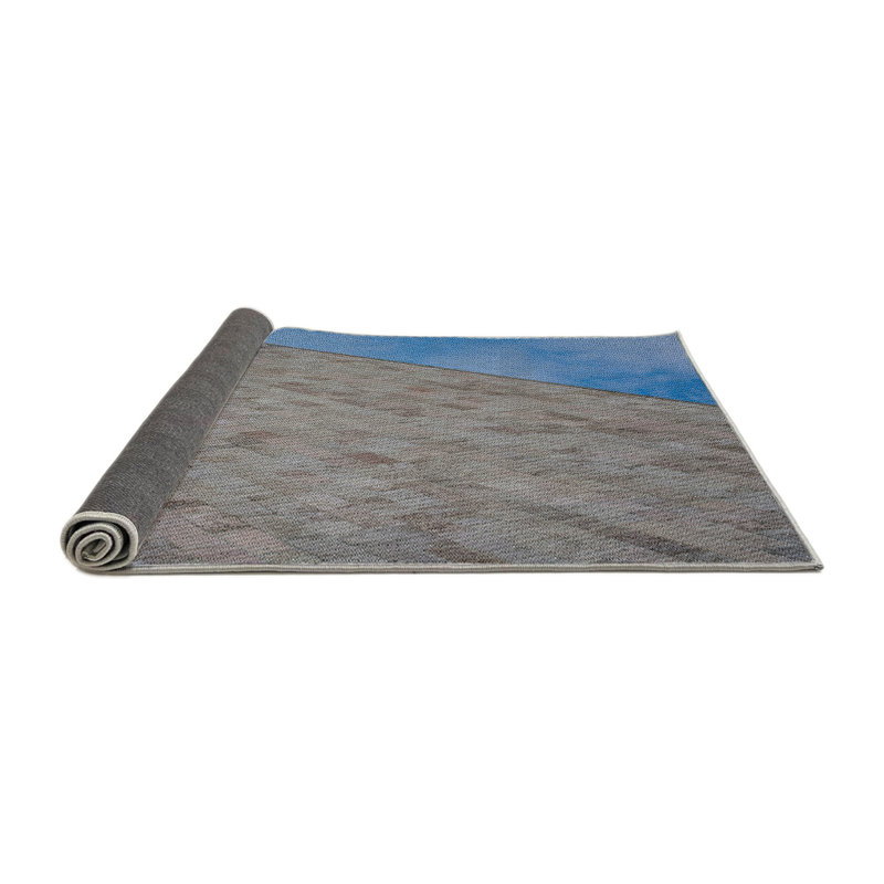 Tapis bleu/gris à motifs Saini, Rond 3 pi