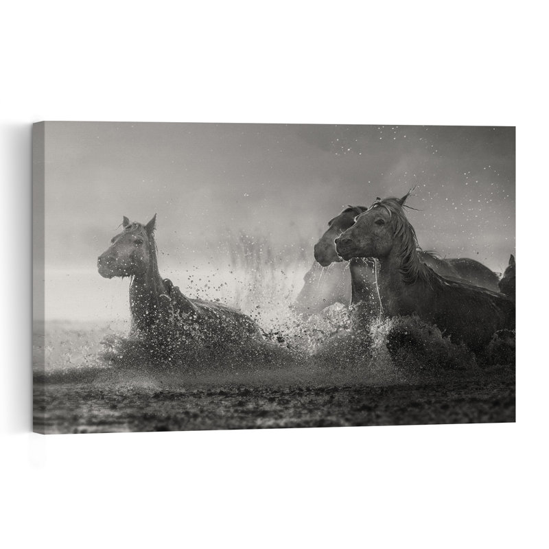 «Wild Horses In Motion Contemporary», reproduction d'art murale, H 12 po x l 18 po
