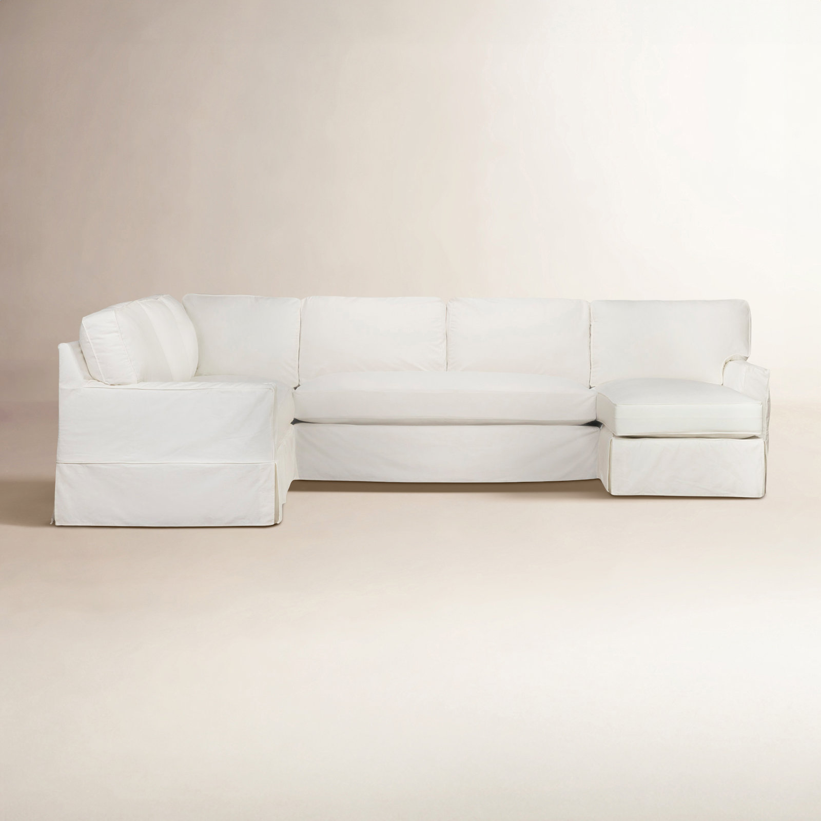 Taylor Upholstered U-Sectional, Bayou Off White Canvas, Left Hand Facing