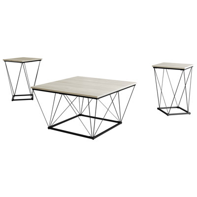 3 PCS METAL COFFEE TABLE SET IN LIGHT GREY