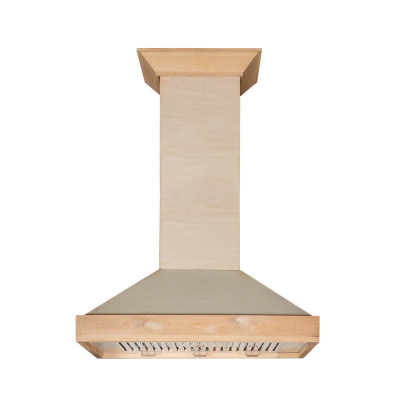 30" Wood 400 CFM Ducted Wall Mount Range Hood, Unfinished Wood, 30" W