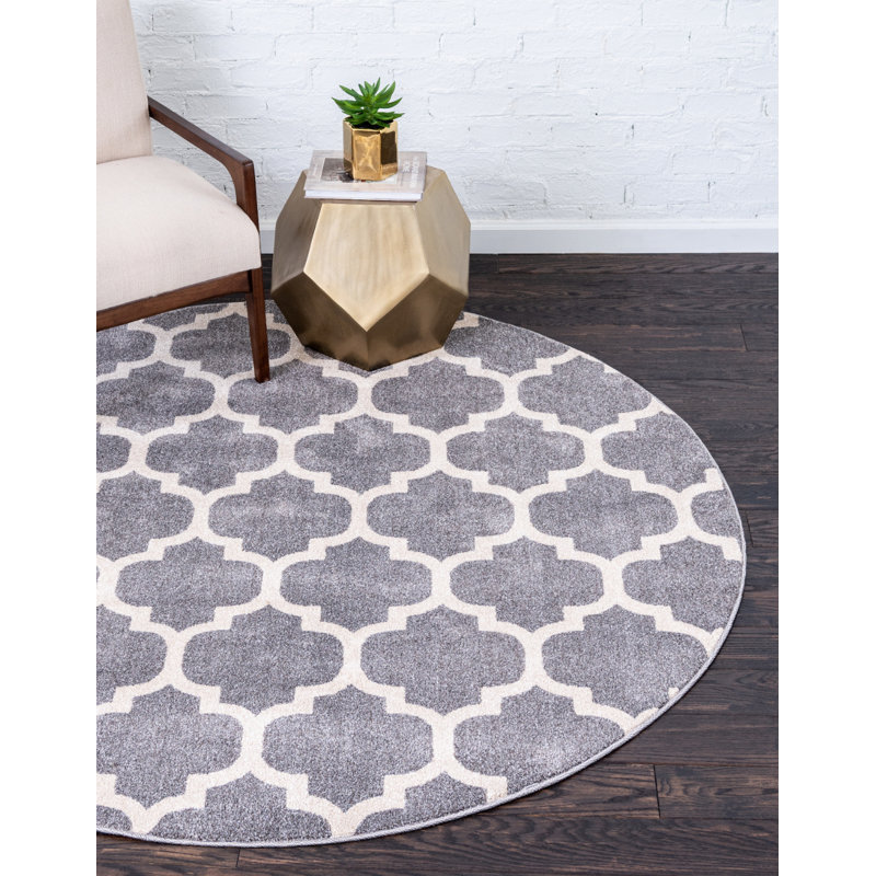 Molly Power Loom Dark Gray/Ivory Rug, Round 10'