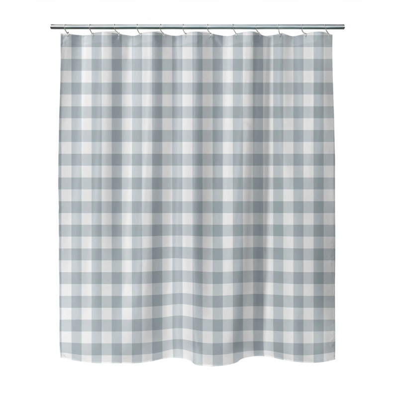 Proper Gingham Ultra-Thin Lightweight Shower Curtain, Slate Blue