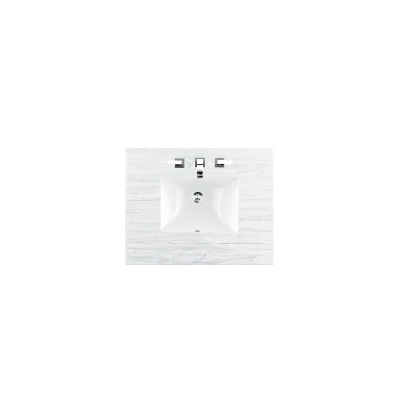 De Soto 31.3'' W Single Vanity, Bright White, Ethereal Noctis Quartz, 8" Widespread