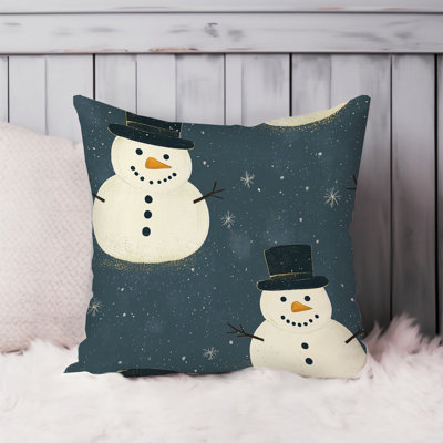 Holiday Christmas Snowman Winter Holiday Pattern XVII Cottage Throw Pillow Cover