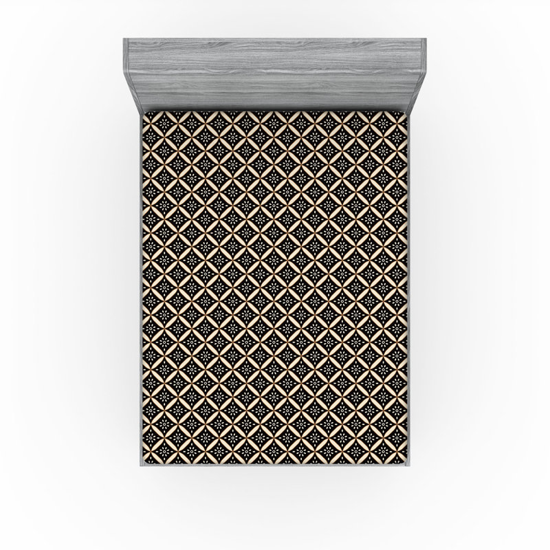 Ensemble de 2 draps-housses Ambesonne, Brun foncé, beige / géométrique, Drap-housse de taille double