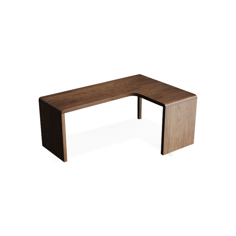 86.61"Walnut L-Shaped Solid Wood desk, Right Hand Facing, 29.53" H x 70.87" W x 39.37" D