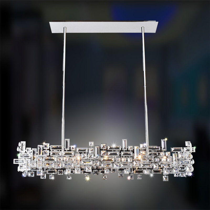 Vermeer 8 LT Chrome/Clear Linear Pendant Allegri, Firenze Clear, Chrome