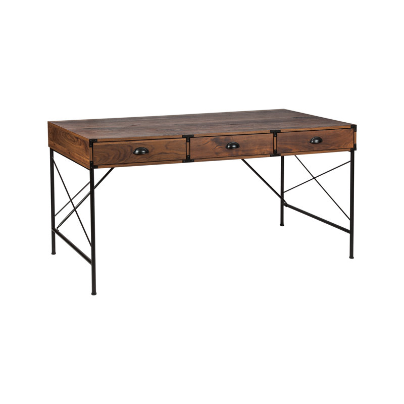 Wycombe 2 Piece Rectangular Writing Desk, Walnut, 30" H  x  59" W  x  30" D