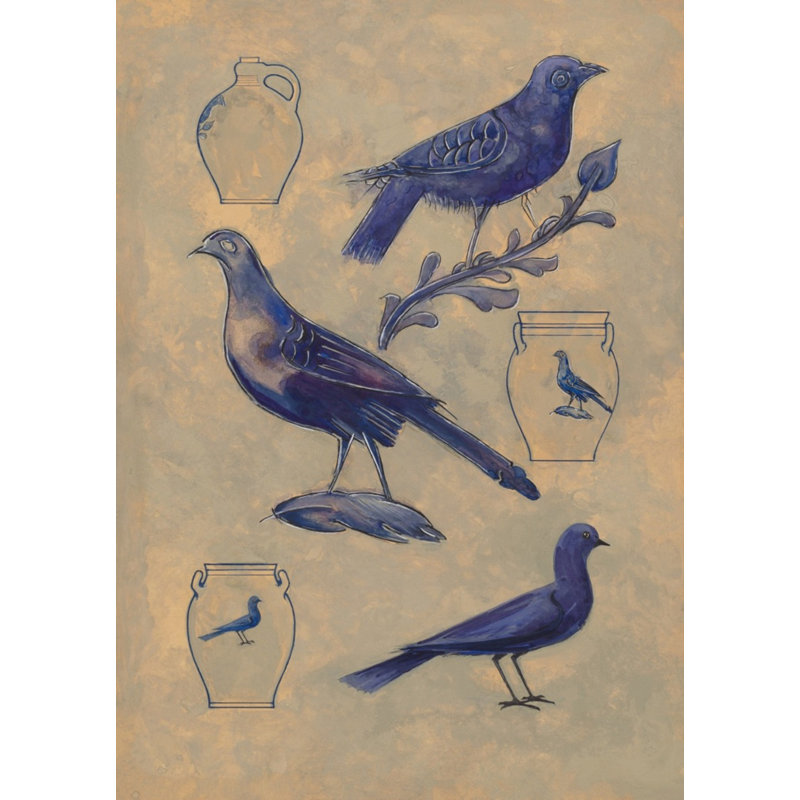 Été 2022, décoration d'oiseaux pour grès 1, impression sur papier par Grand archives, Cadre photo noyer