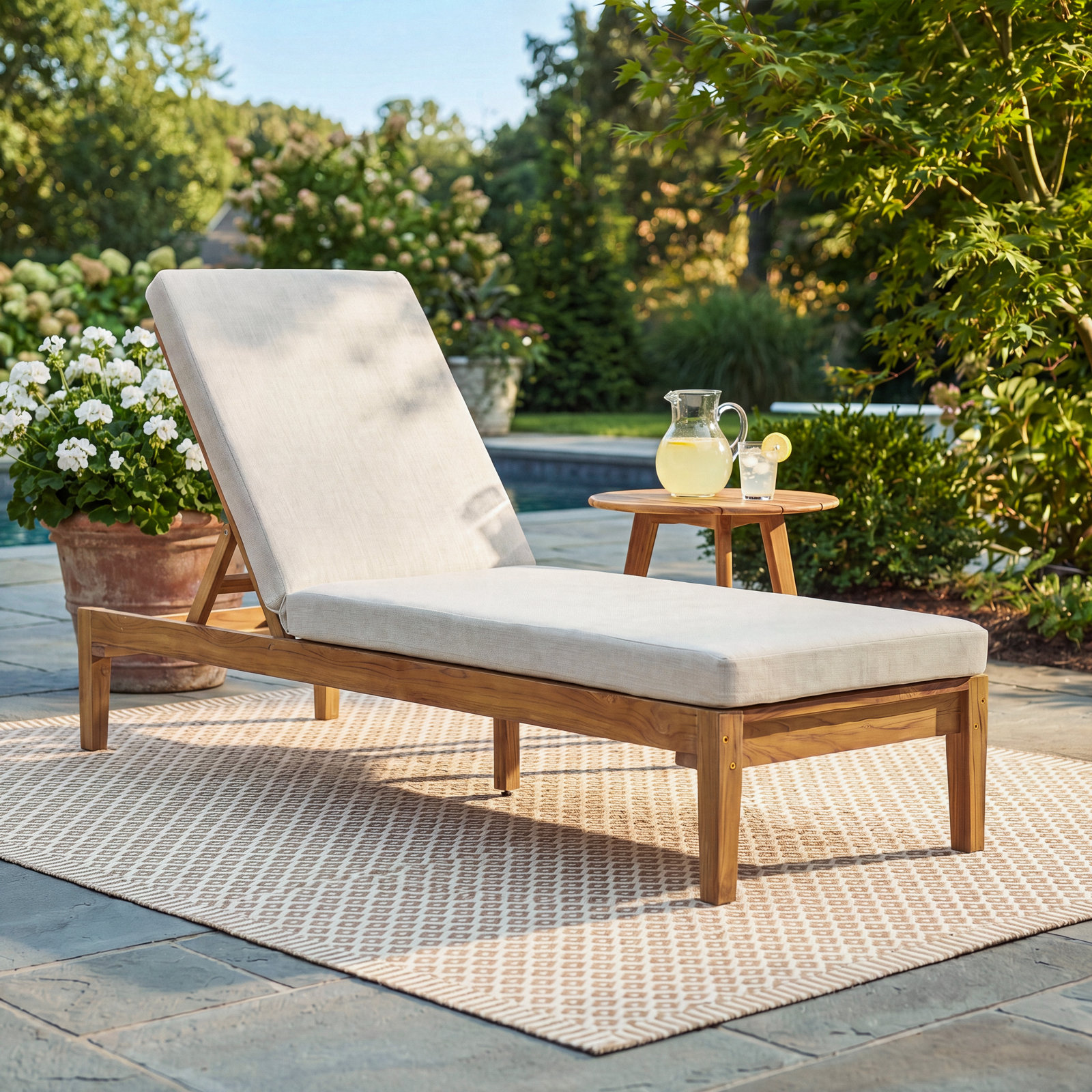 24" Teak Patio Chaise Lounge