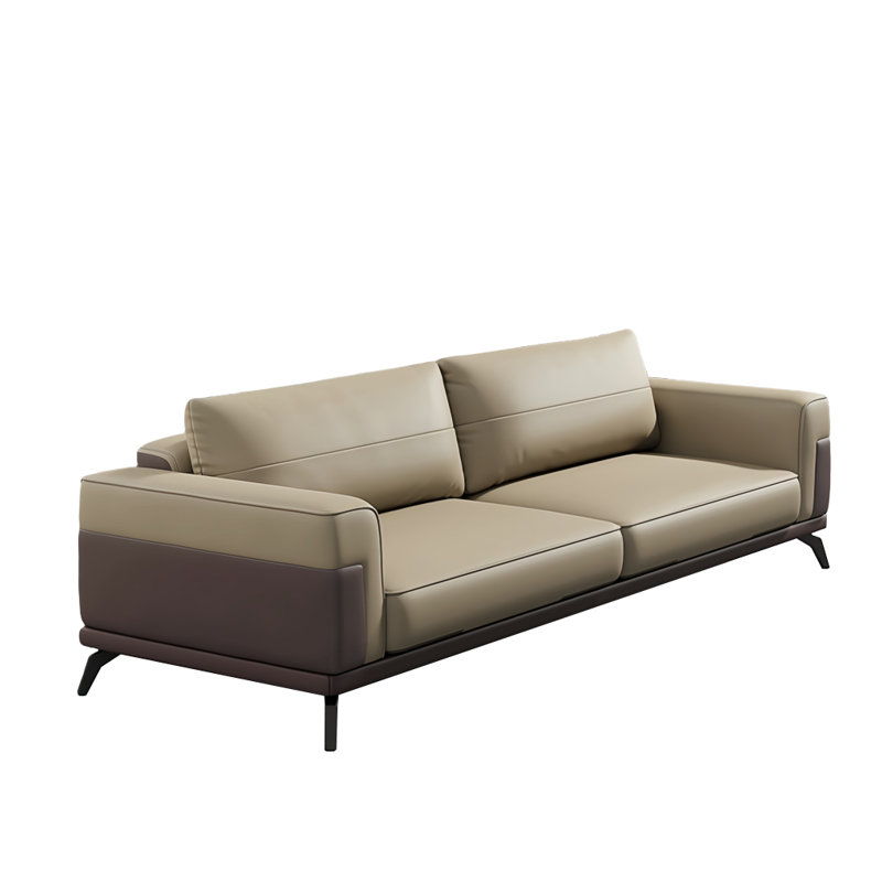 Canapé en bois massif de luxe clair, Éponge, H 33,07 po x l 82,68 po x P 35,43 po, Brun / kaki