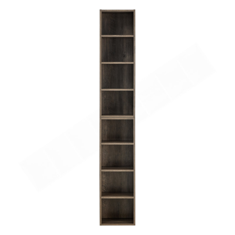 Étagère de rangement multimédia à 8 niveaux, armoire de rangement compacte CD DVD avec tablettes réglables, bibliothèque haute étroite pour le bureau à domicile, bibliothèque multifonctionnelle à deux étages