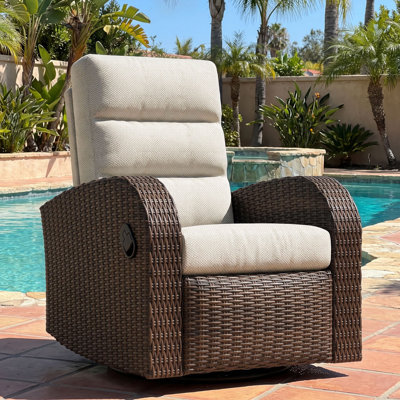 Oversized Wicker Outdoor Swivel Glider Recliner Chair With Cushions