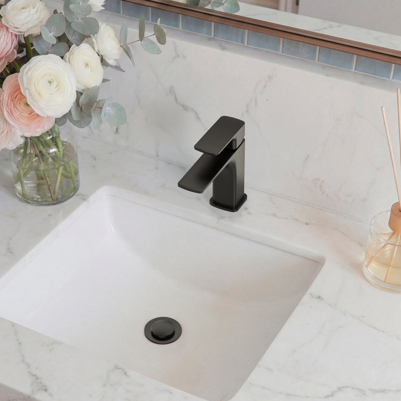 Robinet de salle de bain à un trou, robinet de salle de bain à poignée simple avec drain, Noir mat