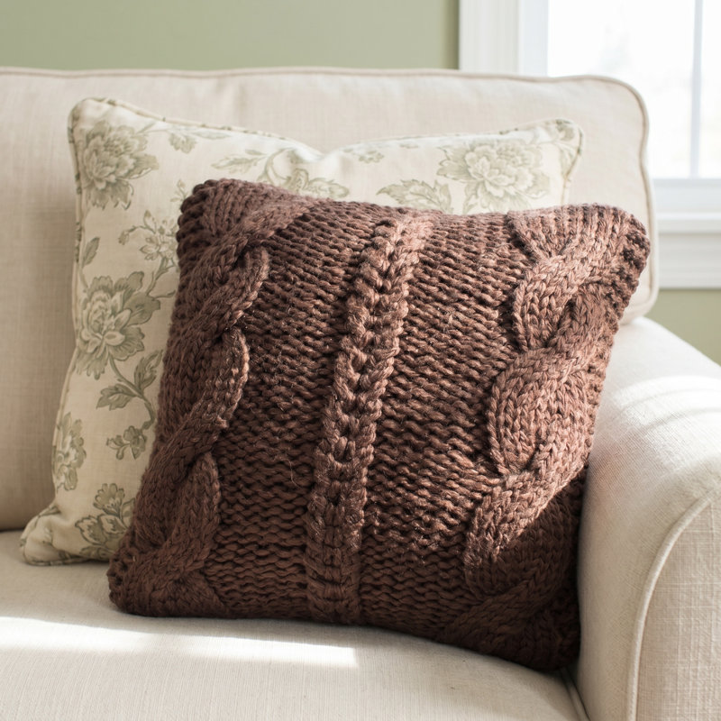 Lenon Wool Blend Throw Pillow, Chocolate