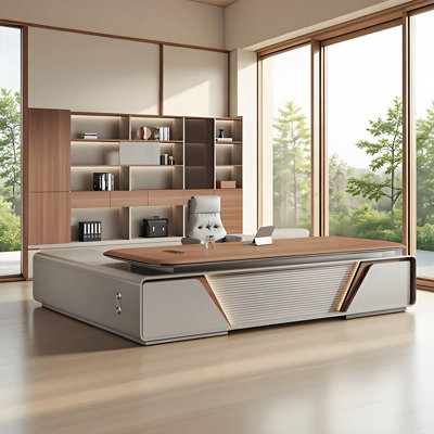 133.86" L-shape Executive Desk With a Combination lock