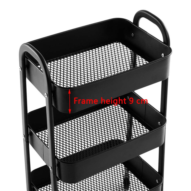 Haleigh 27.5cm H x 27.5cm W Utility Cart with Wheels, Black