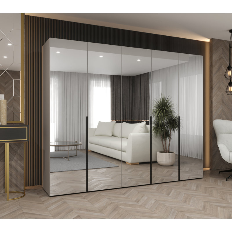 Manufactured Wood Wardrobe, cashmere + handles: black
