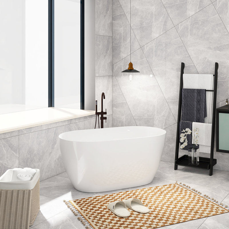 51'' x 27.5'' Soaking Acrylic Bathtub, Gloss White