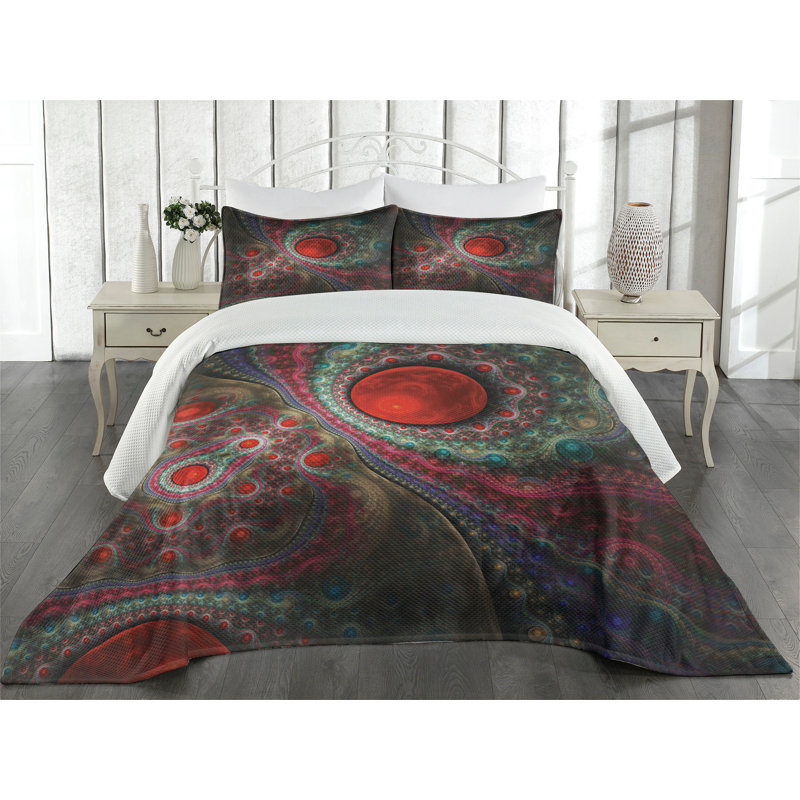 King Size Multicolor Quilted Bedspread Set with Pillow Shams