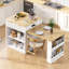 Îlot de cuisine cannelé 82,6 po avec table de salle à manger extensible