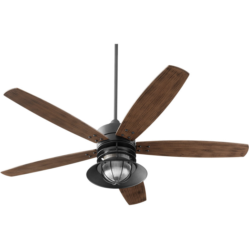 60'' Ceiling Fan with LED Lights, Noir with Walnut Blades