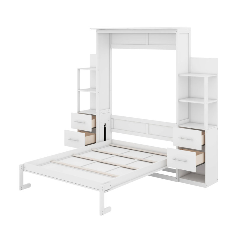 Stephaie Murphy Storage Bed, White, Full/Double