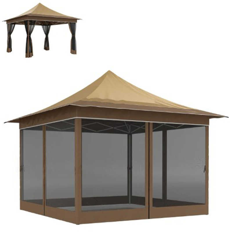 Tente escamotable à hauteur ajustable, auvent avec filet en filet, avec sac de transport, pour jardin, patio