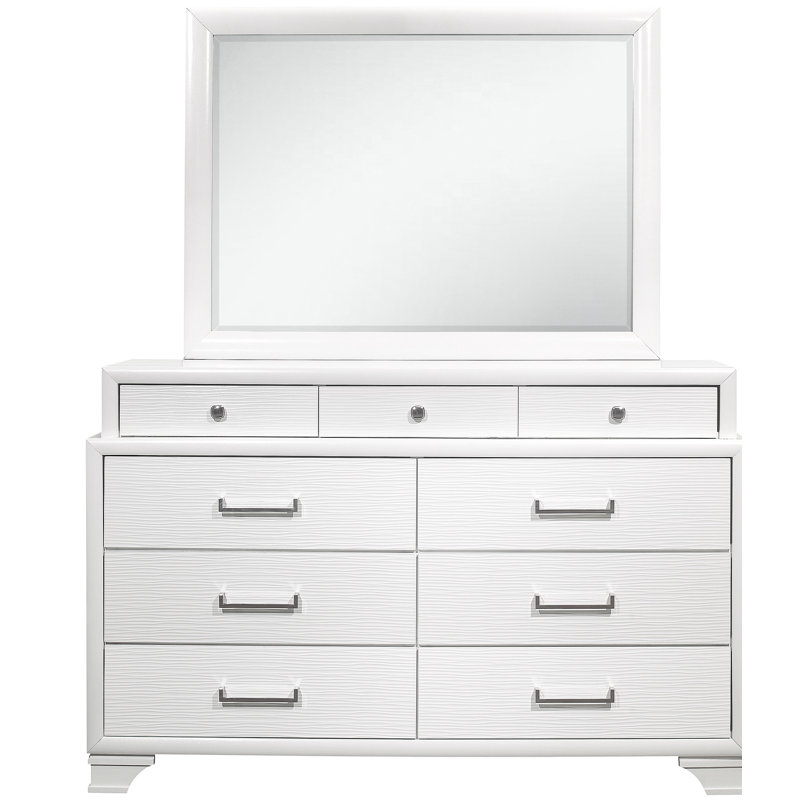 Adebayo Solid And Engineered Wood Square Dresser Mirror, White
