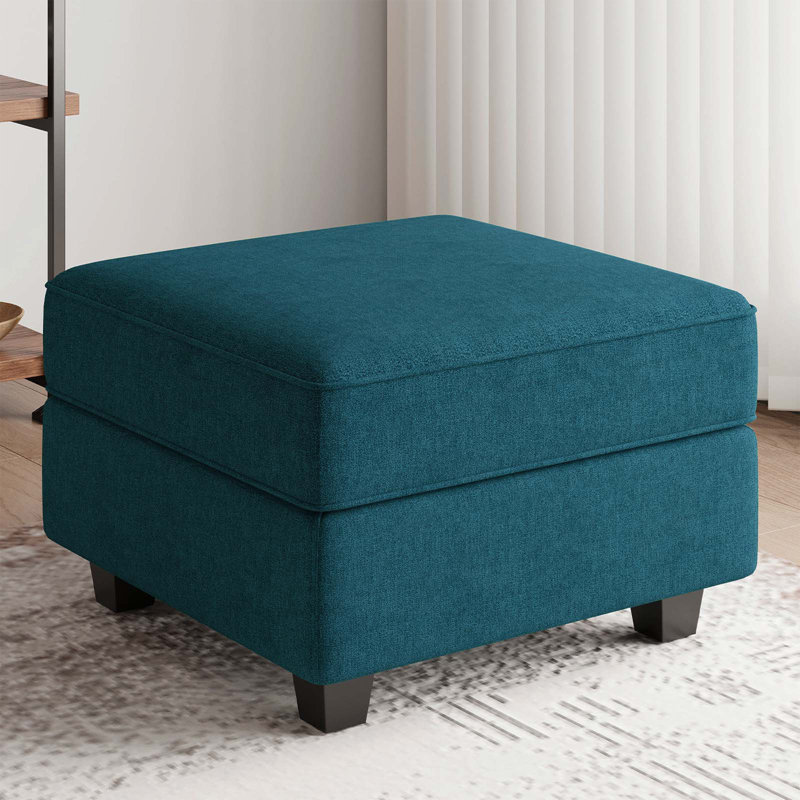 Nairoby 26.4'' Wide Upholstered Storage Ottoman Footstool Module Part for Sectional Sofa, Blue Microfiber