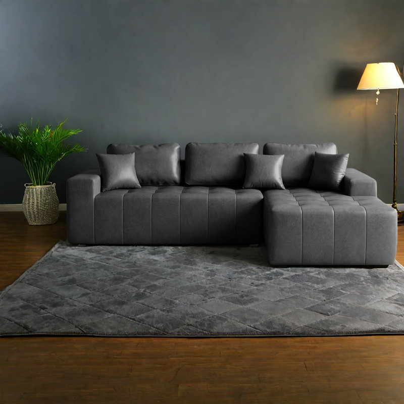 Compression Sectionals Sofa, Faux Leather, Modern L Shape for Home