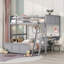 Lit double superposé au dessus d'un lit double avec bureau, gris-1890323798