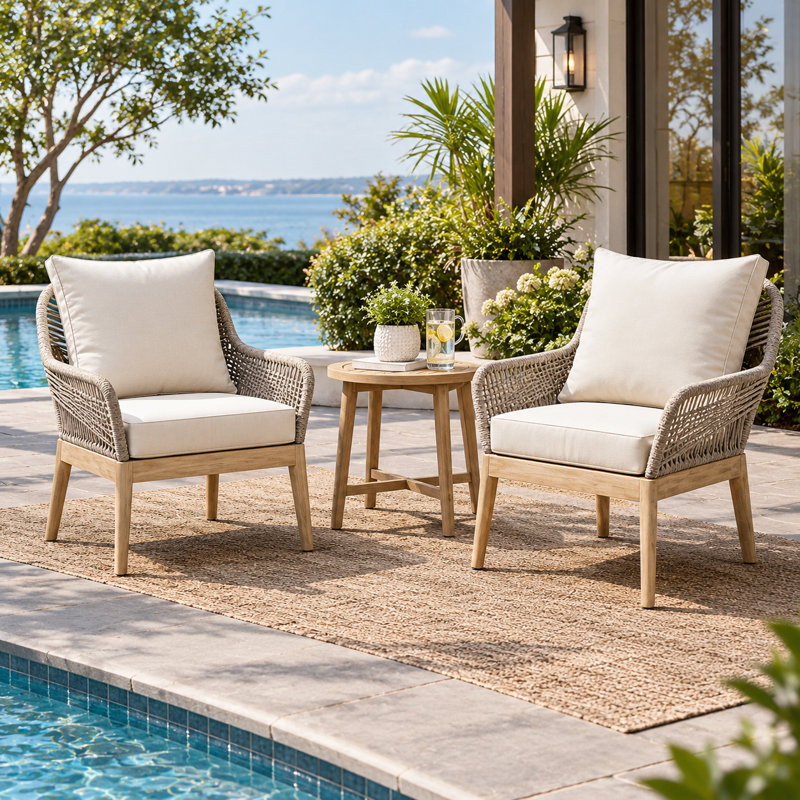 Acacia Patio Chair With Cushions (Set Of 2)