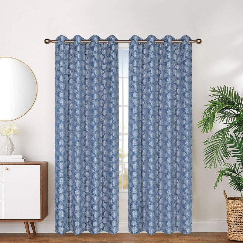 Ahana Room Darkening Curtain Single Panel, Navy