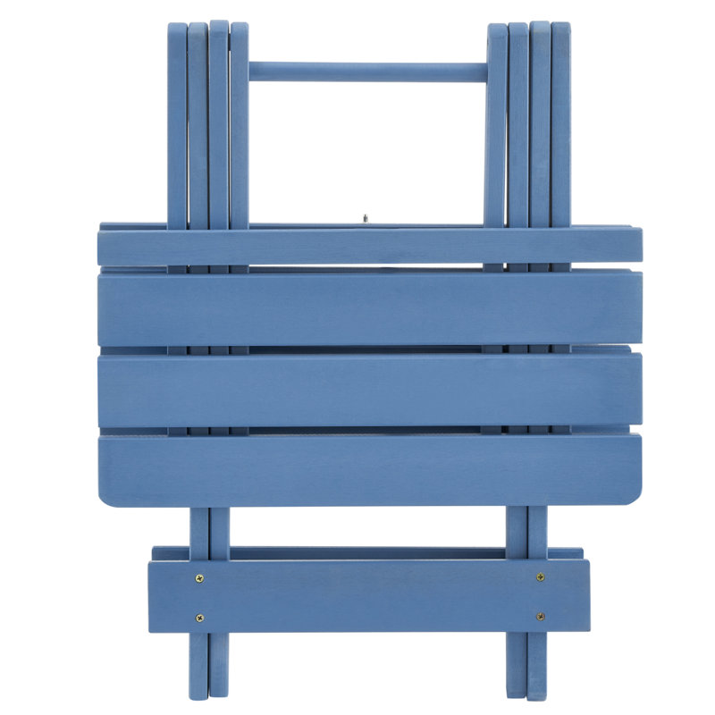 Folding Square Table Patio Outdoor solid wood Table for Backyard, Balcony, Portable Design Space-Saving, Blue