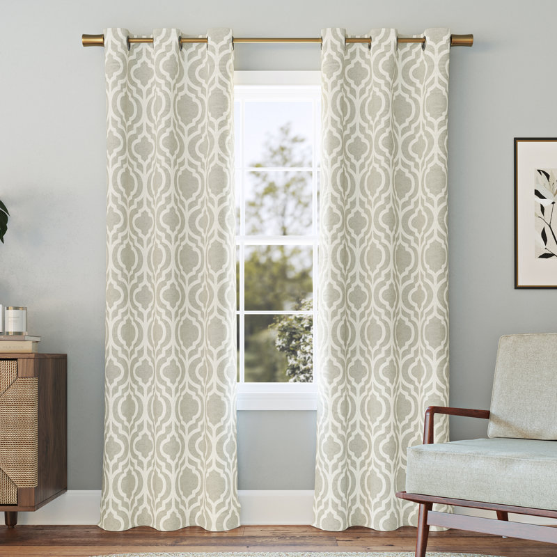 Taupe Trellis Print Blackout Grommet Curtain Panel, 40" x 84"