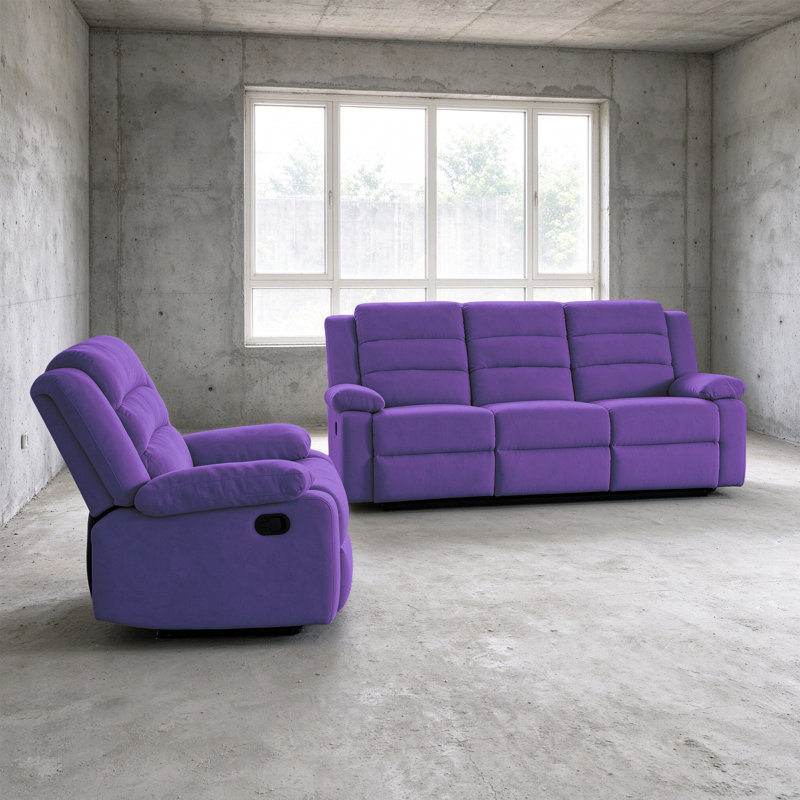 2-Piece Manual Reclining Living Room Set with Sofa and Recliner Chair, Corduroy, Oatmeal
