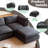 Modern Sectional Sofa,L-Shape Linen Fabric Corner Couch Set with Convertible Ottoman for Living Room, Apartment, Office,Grey-524338150