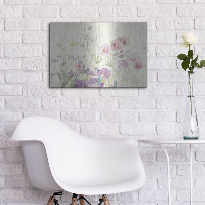 «Queen Annes Lace and Cosmos» par Danhui Nai, art mural en métal, H 16 po x l 24 po